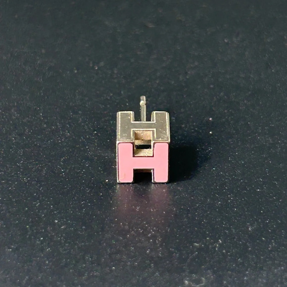 Hermes 2000’s Cage d’H Cube Pink/Silver Earring (Just 1 Earring) - Picture 1 of 6